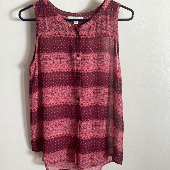 Pink Printed Sheer American Eagle Top, Size: M - Picture 1 of 3